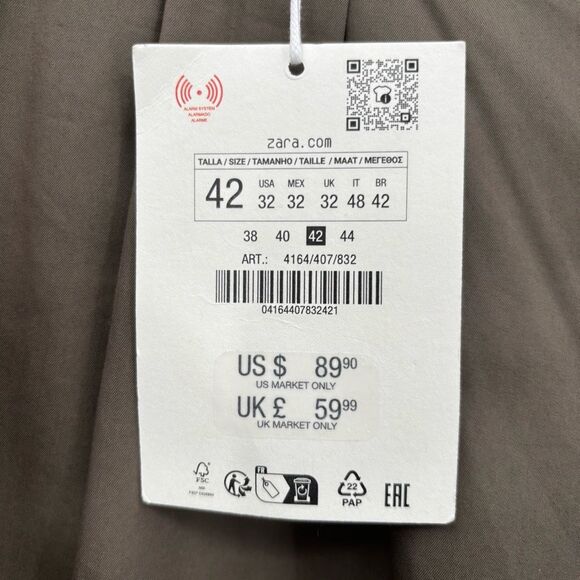 ZARA Origins Brown Utility Cargo Pants High Waist Relaxed Fit Women Size 32 NWT - Picture 7 of 11